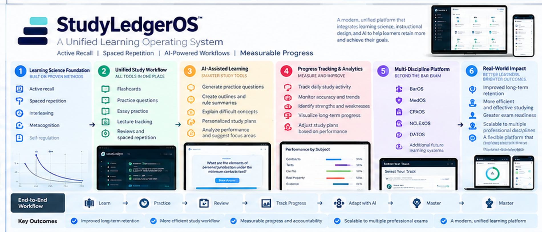 StudyLedgerOS Learning System infographic enlarged